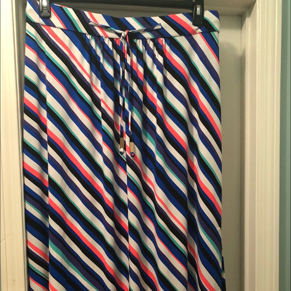 Lane Bryant Long Colorful Striped Slit Maxi Skirt